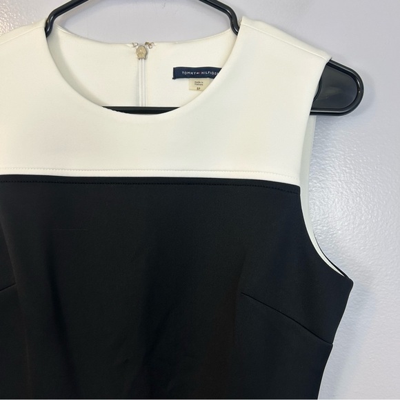 Tommy Hilfiger Black/White Color Block Striped Sleeveless Sheath Dress Size 8P - Picture 7 of 15